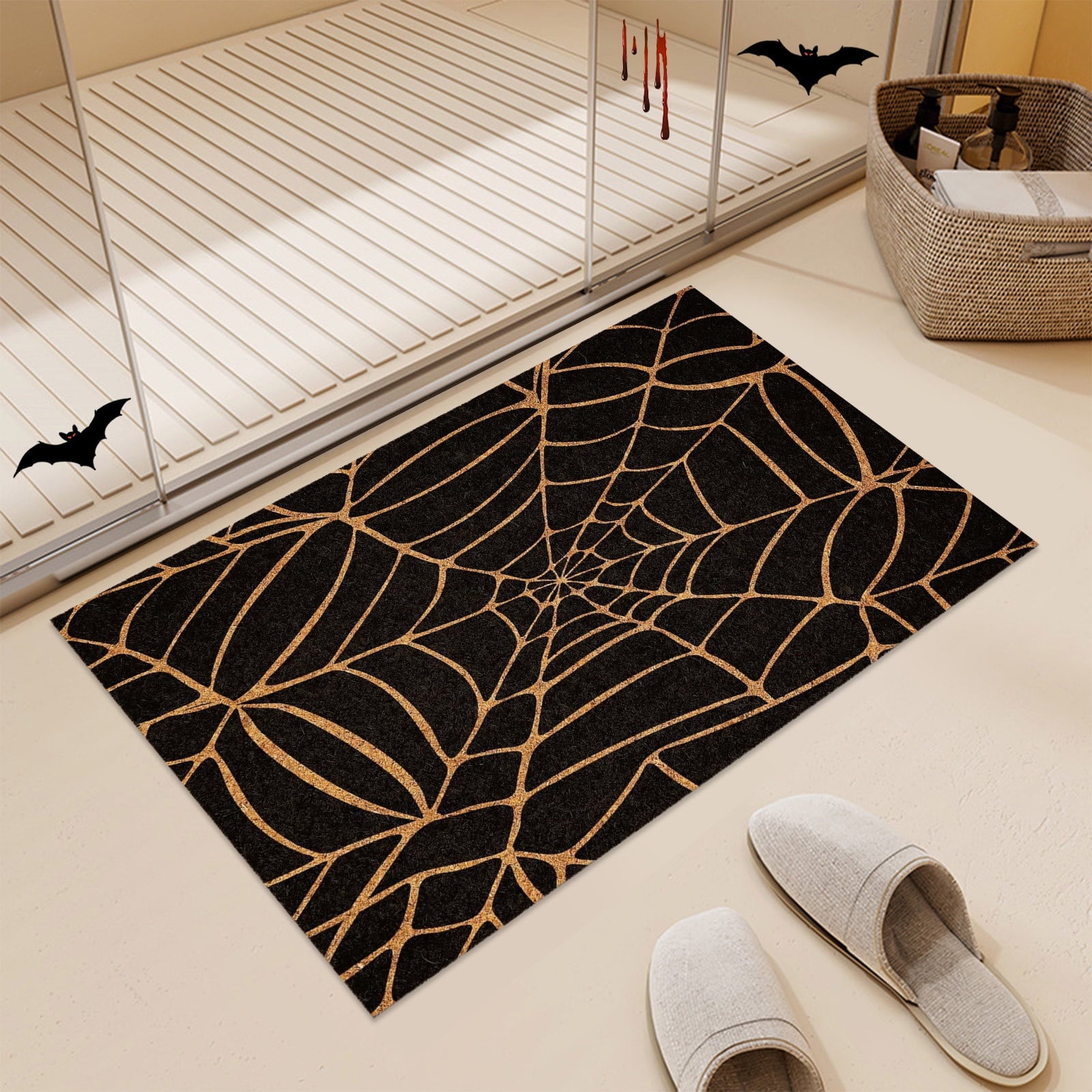 Stijggn Halloween Kitchen Mats for Floor Halloween Rugs Halloween Thanksgiving Decorations Doormat, Welcome Mats for Front Door,Spooky Outdoor Mats for Home Decor Holiday Decorative