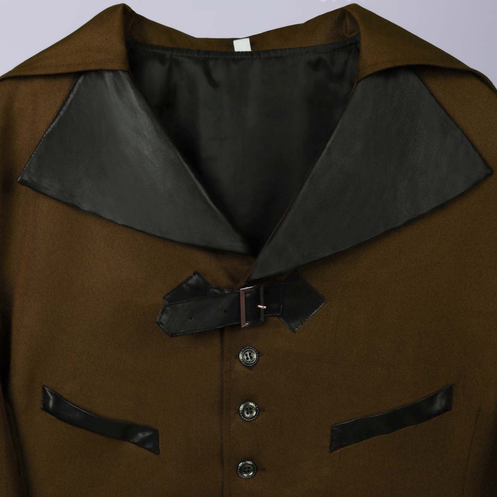 QATAINLAV Men's Vintage Steampunk Gothic Victorian Jacket Medieval Renaissance Pirate Frock Coat Formal Tuxedo Halloween Costumes Birthday Gifts Coffee S