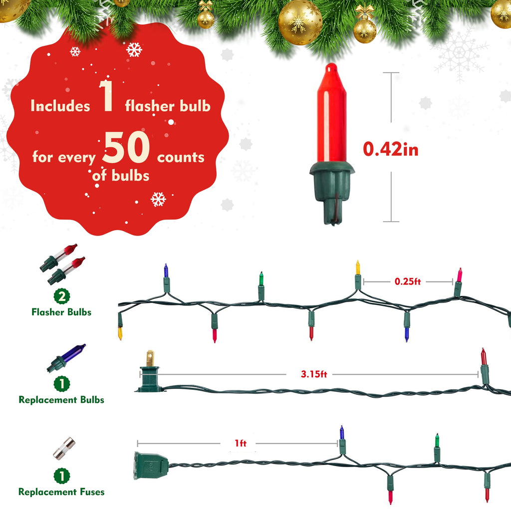 DAYBETTER Christmas String Lights, 16.4ft with 50 Count Mini Lights, Waterproof Christmas Deco Lights for Indoor and Outdoor, Christmas Tree, Garland Birthday