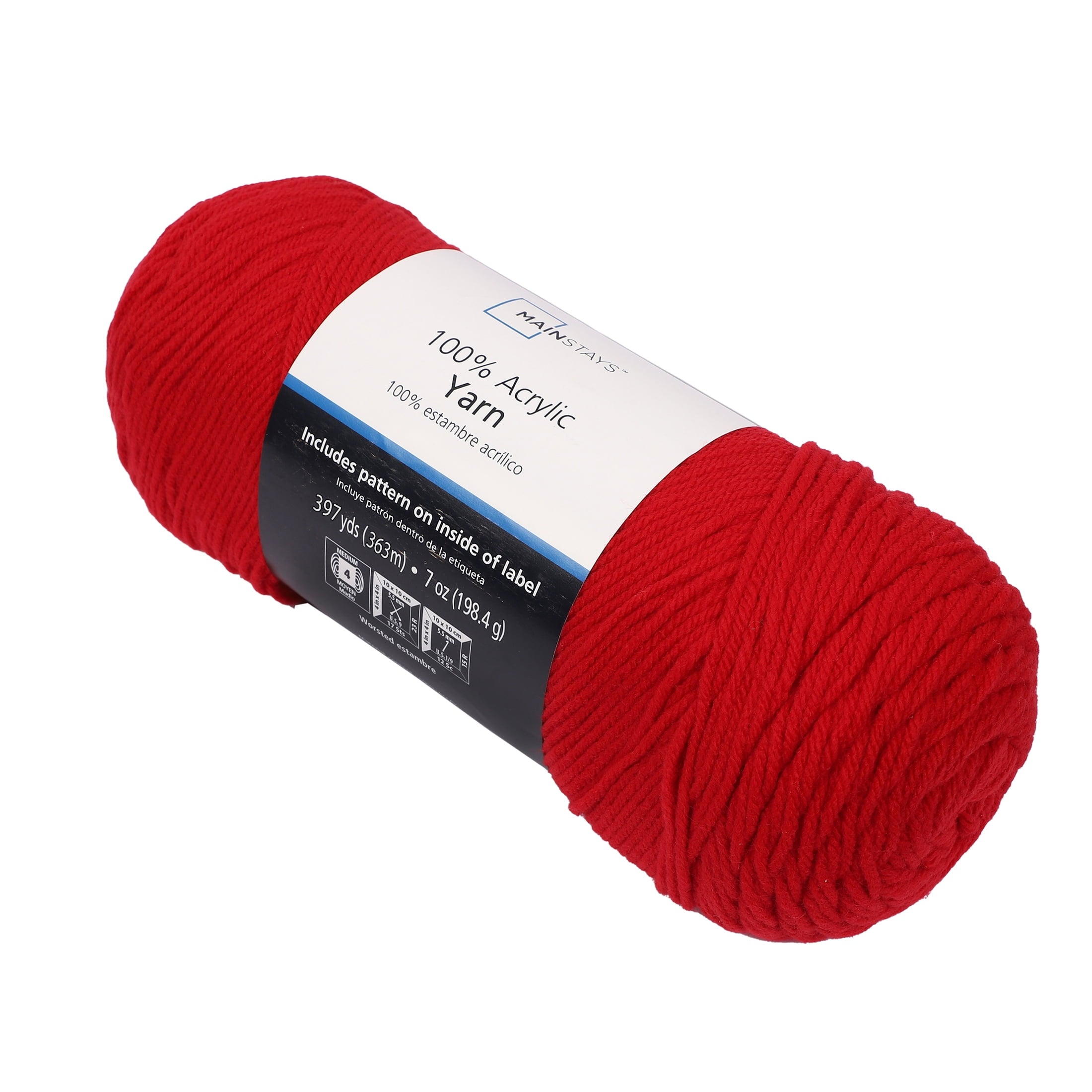 Mainstays Medium 4 Acrylic Yarn, White, 7 oz, 397 Yards