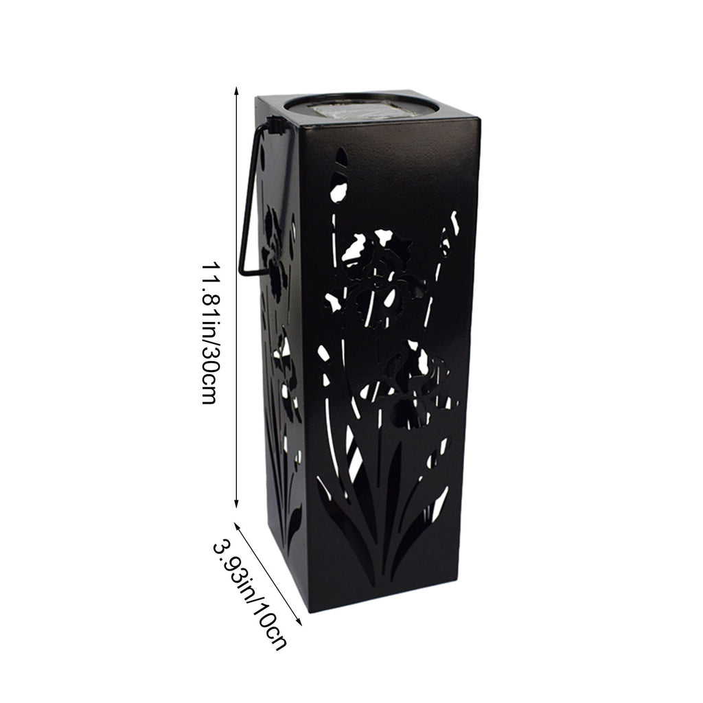 Neorosiri Solar Rose Lantern Outdoor Decor - Waterproof Iron Hollow LED Light with Vintage Floral Cutouts, IP65 Weatherproof for Garden/Patio/Wedding (Black, 1.36lb)