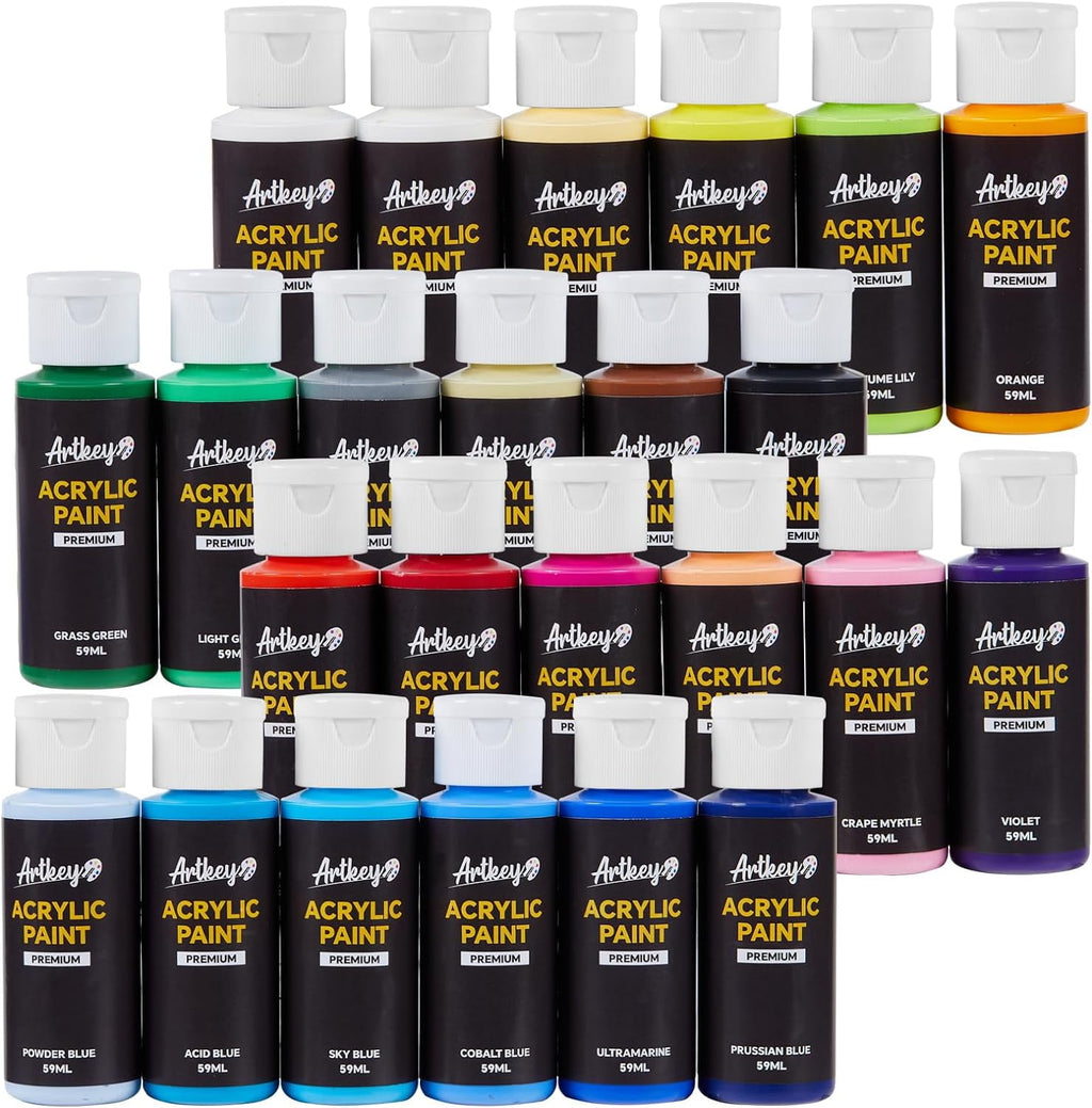 Artkey Acrylic Craft Paint Set, Festival, 24 Colors (2-Ounce)