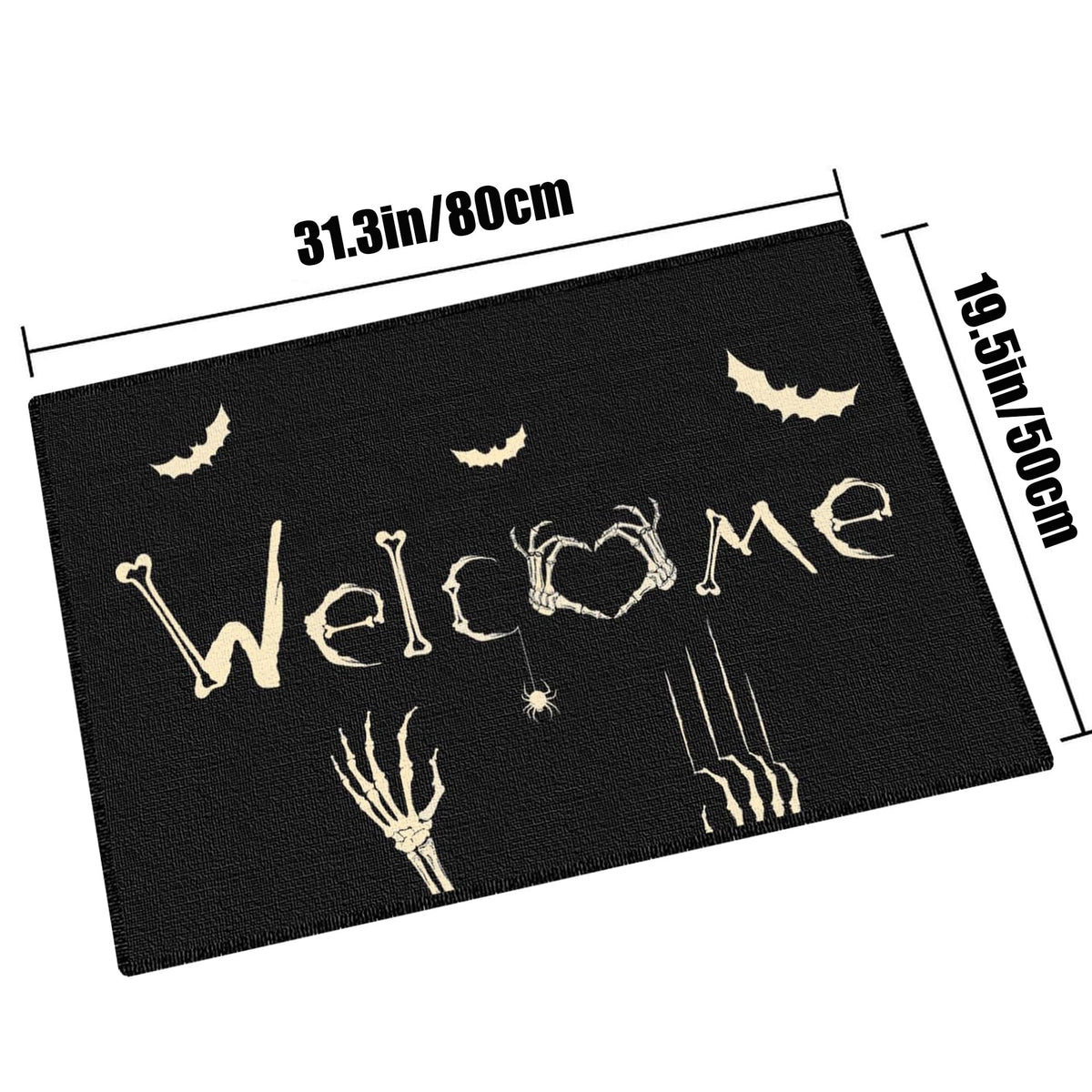 ASKETAM Halloween Doormat Indoor/Outdoor Non-Slip Carpet 19.5" x 31.3" (Skeleton Bat)