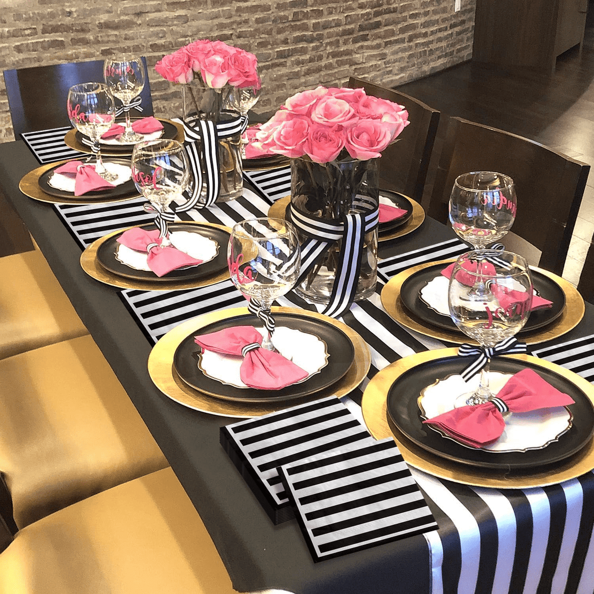 100 Pcs Black and White Striped Napkins, Black and White Party Supplies Black and White Paper Napkin Lunch Napkin for Halloween Party Birthday Baby Shower Wedding