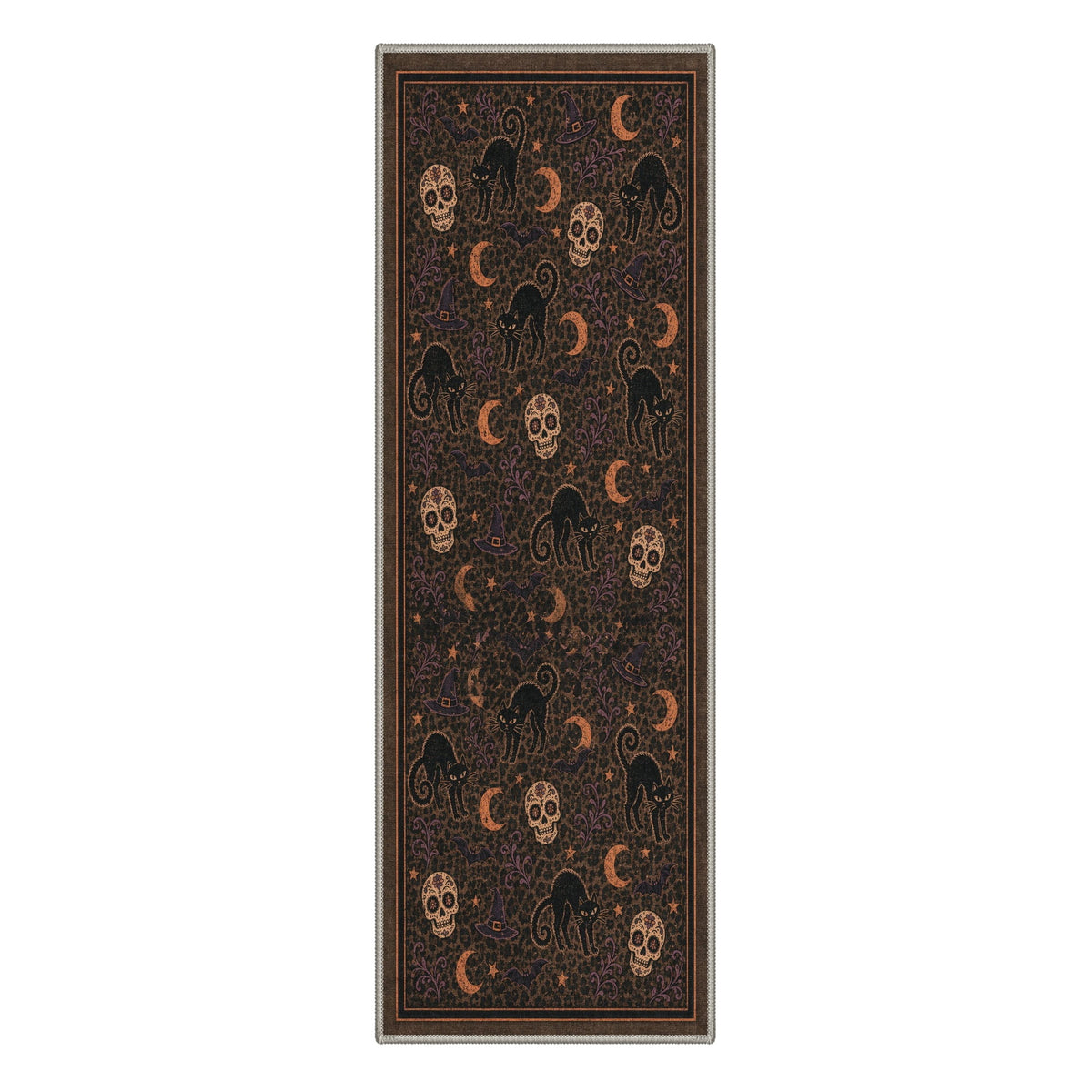 GENIMO 2'x3' Halloween Doormat, Washable Non Slip Soft Vintage Witch Outdoor Door Mat for Front Door Covered Porch Patio Entryway, Burnt Amber