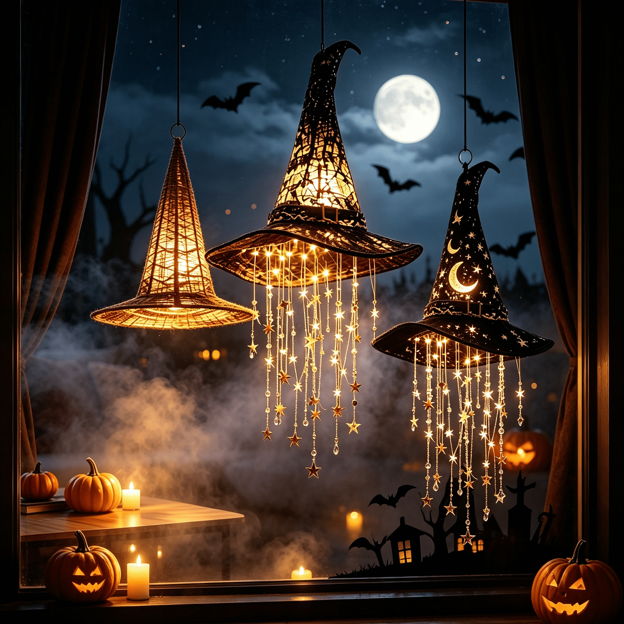 Stijggn Witch Hat Lights Halloween Glowing Lights, Waterproof Hanging Witch Hat Decorations, Warm Light Festival Ornaments for Indoor Outdoor Yard Garden Party Halloween Decor