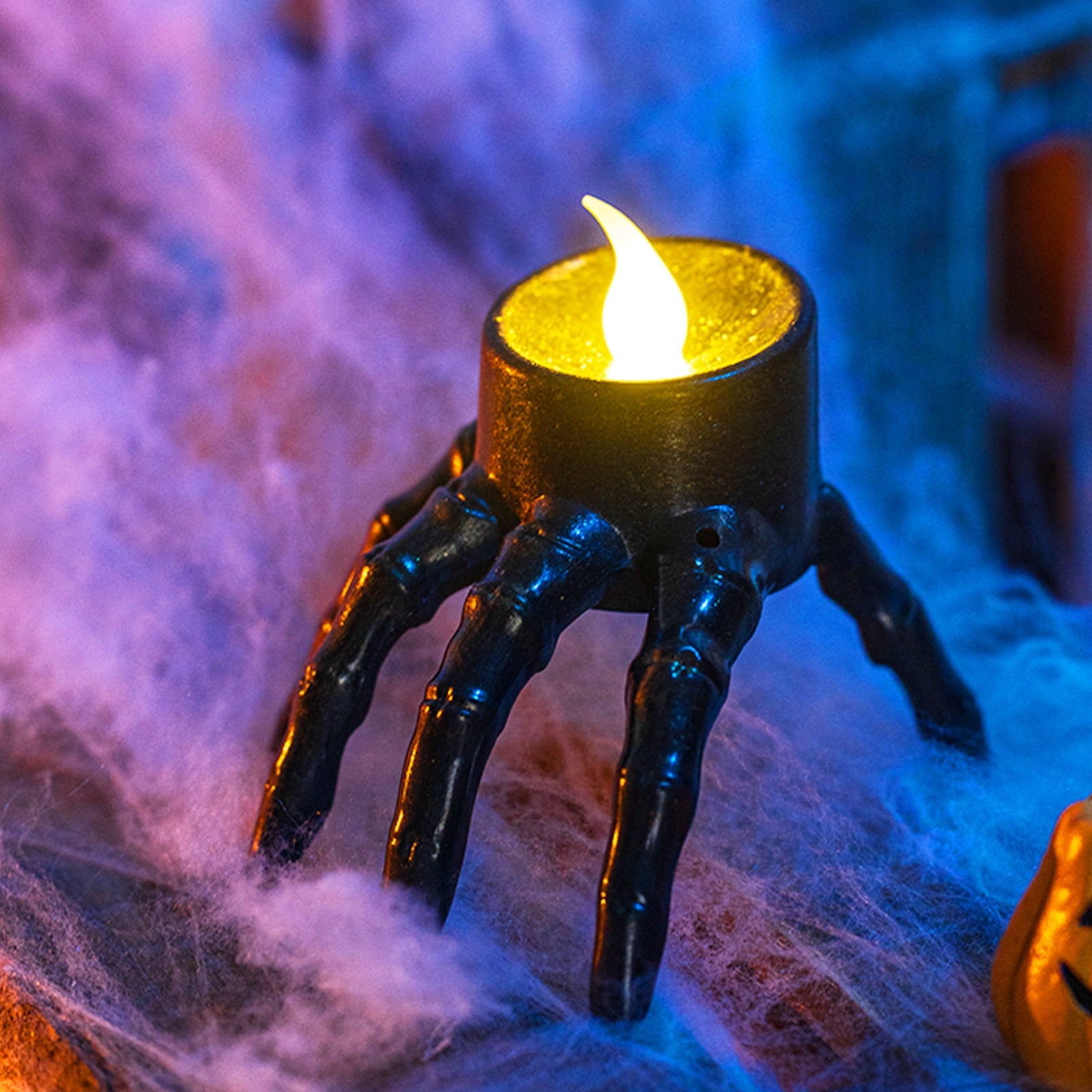 Qocolcyl 2 Pack Halloween Skeleton Lights Decorations, Halloween Candles Lamp Decoration Ornament Indoor Outdoor, Halloween Scary Decor for Home Room Table Outside Yard Lawn Garden Party Supplies
