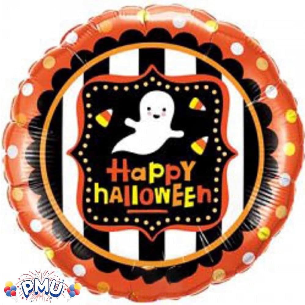 PMU Halloween Party Decoration "Happy Halloween" Jack Faces Aglow 18 Inch Mylar-Foil Balloon (1pkg) Pkg/1