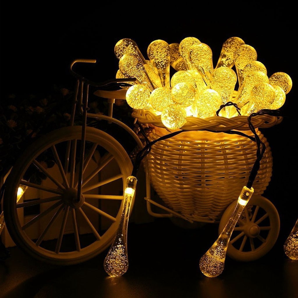 Gcvizuso Christmas Lights, String Lights, Outdoor Garden Party 20 LED Teardrop Solar Garden Lantern String