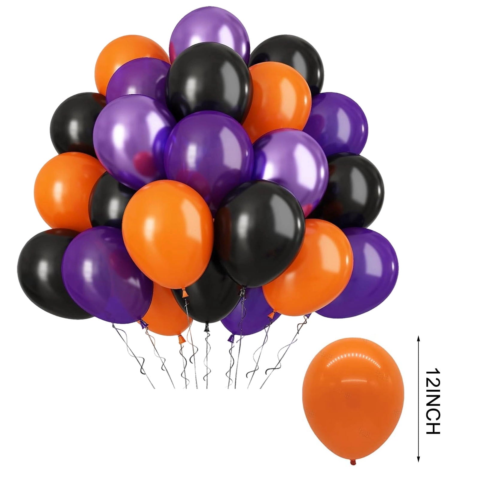 12 Inch Latex Balloons 30Pcs Halloween Party Decorations, Black Orange Confetti Balloons Set for Birthday Party Supplies, Helium Air Inflation