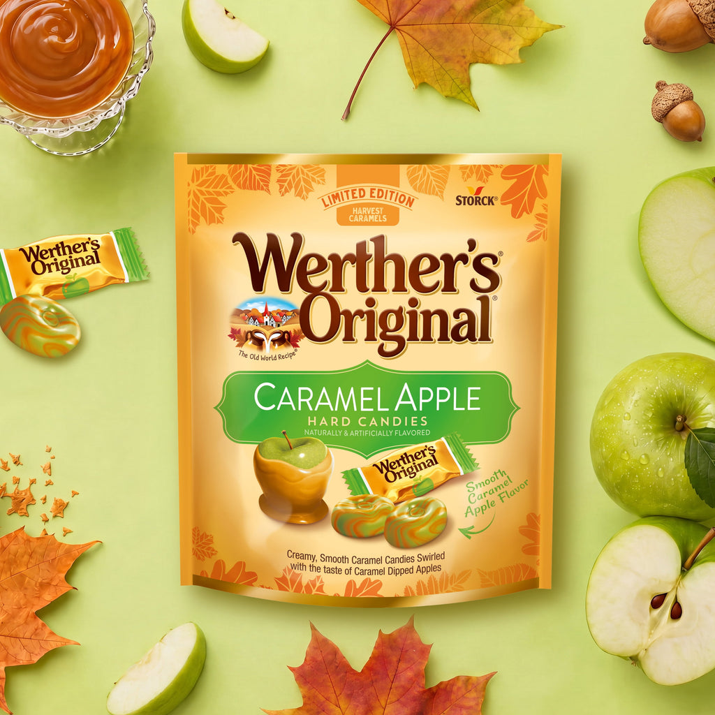 Werther's Original Limited Edition Fall Harvest Caramel Apple Hard Candies, 8.57 oz Bag