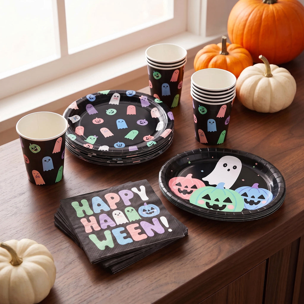 Happy Halloween Disposable Paper Napkins, Multicolor, 6.5" x 6.5", 16 Count, Halloween by Way To Celebrate