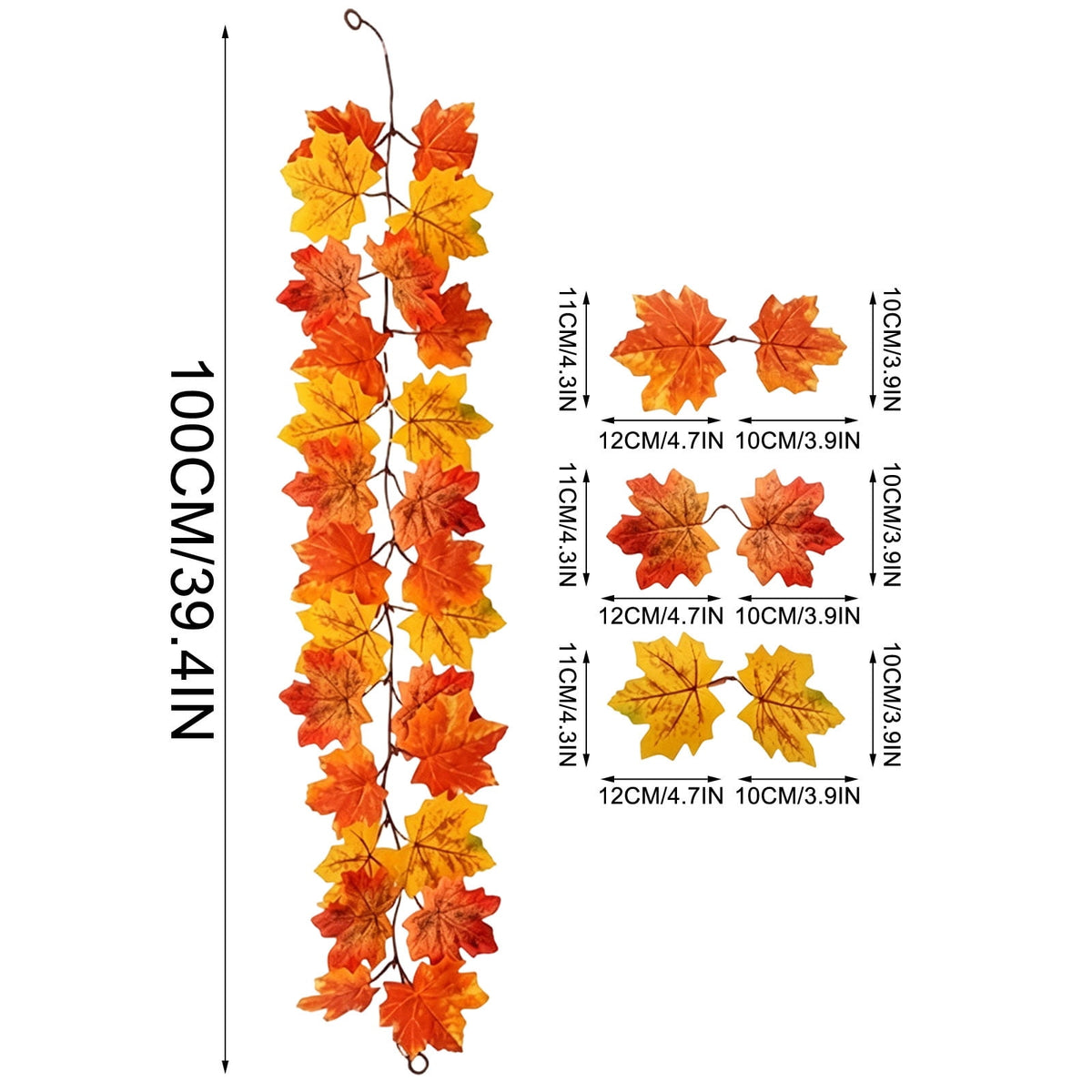 WKSCLPAI Halloween Maple Leaf Garland, Fall Vine Wreaths for Autumn Festivities Decor,Seasonal Garlands for Home,Halloween & Fall Decorations