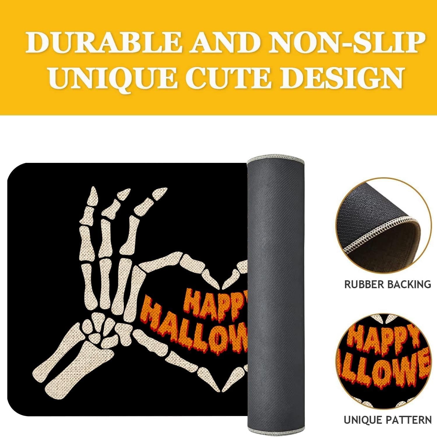 Halloween Door Mat 30 X 17 Inch Halloween Skull Doormat Indoor Outdoor Entrance Floor Mat Non Slip Halloween Decor Rubber Welcome Mats