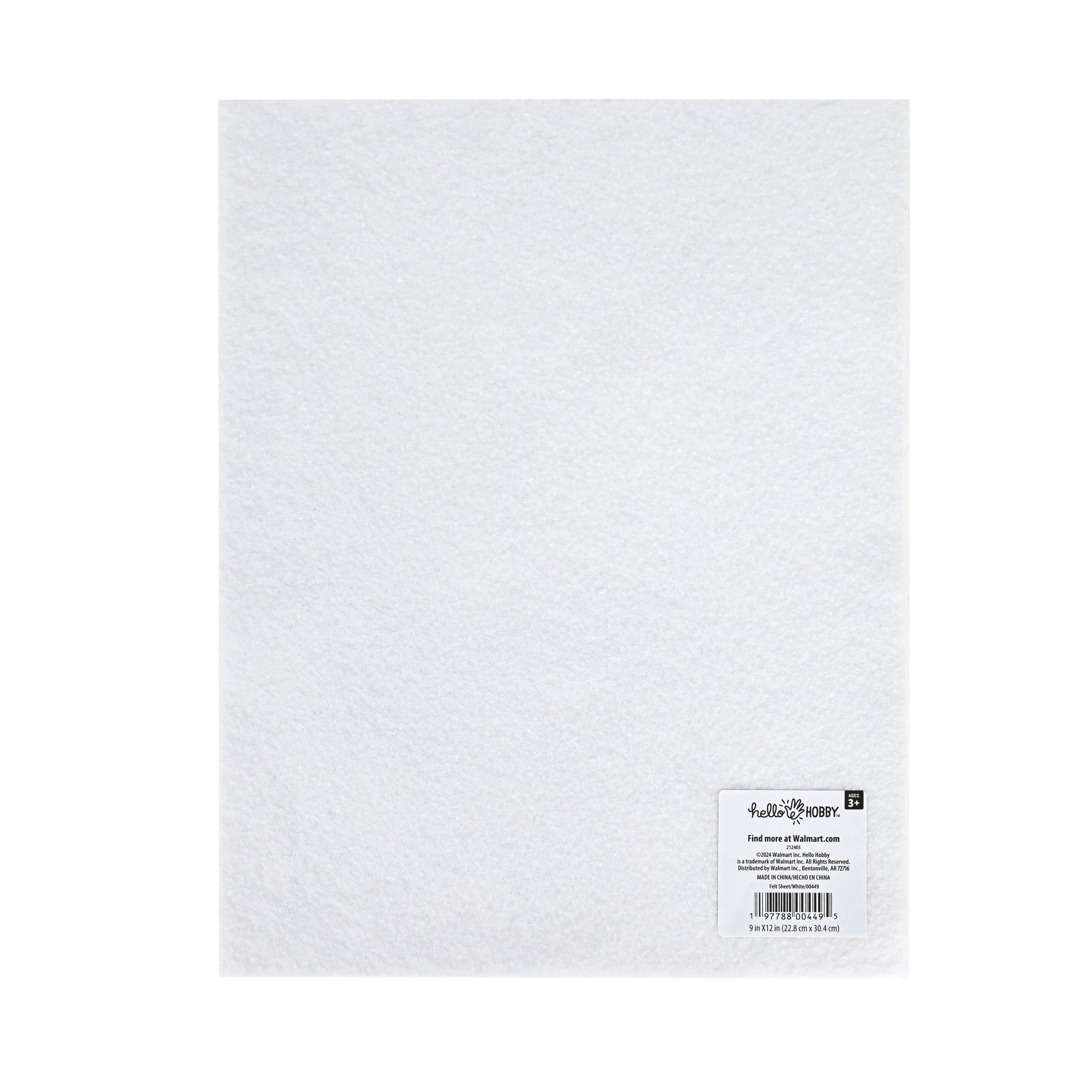 Hello Hobby Soft White Felt Craft Sheet, 9" x 12", Ideal for Sewing and Diy Projects