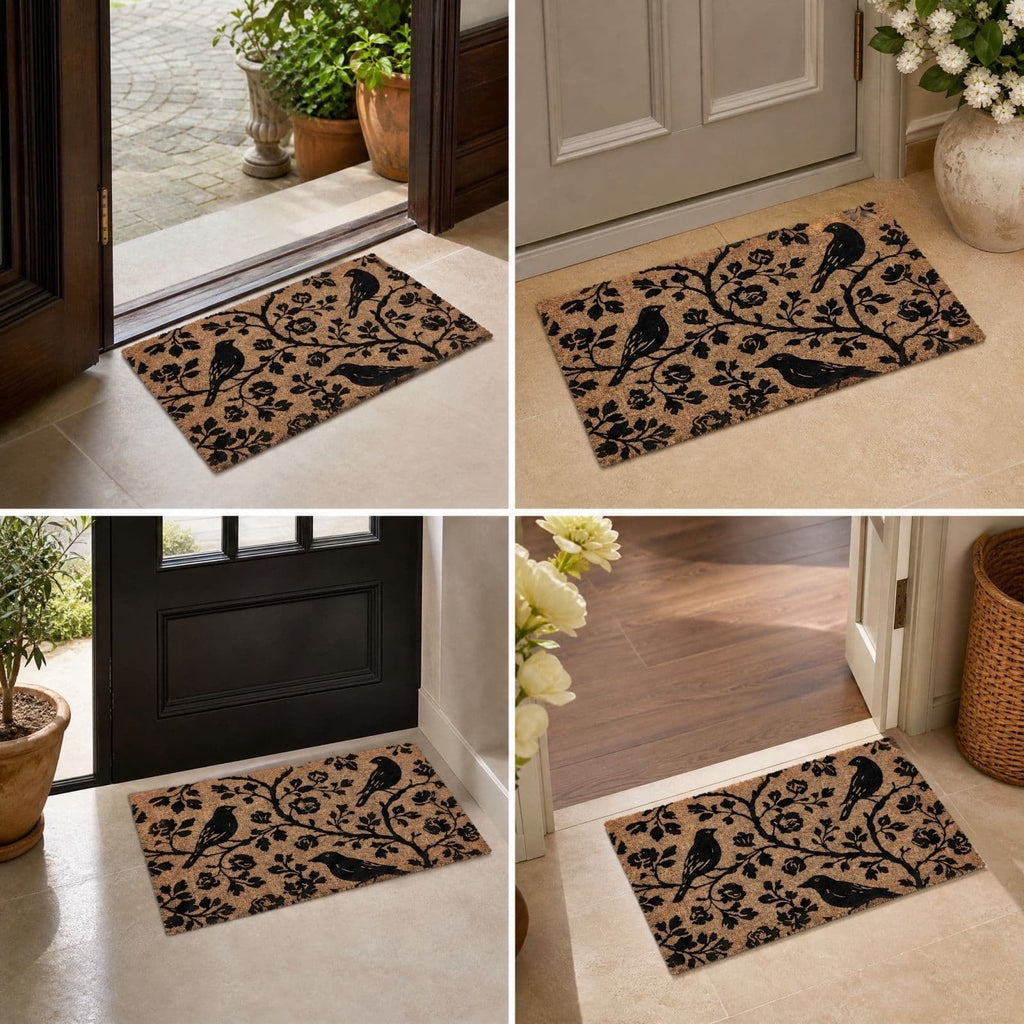 Patriotic Door Mat 4th of July Bow Flag Floor Doormats Independence Day Star Welcome Non Slip Mats for Front Porch Decor 16*24in Black