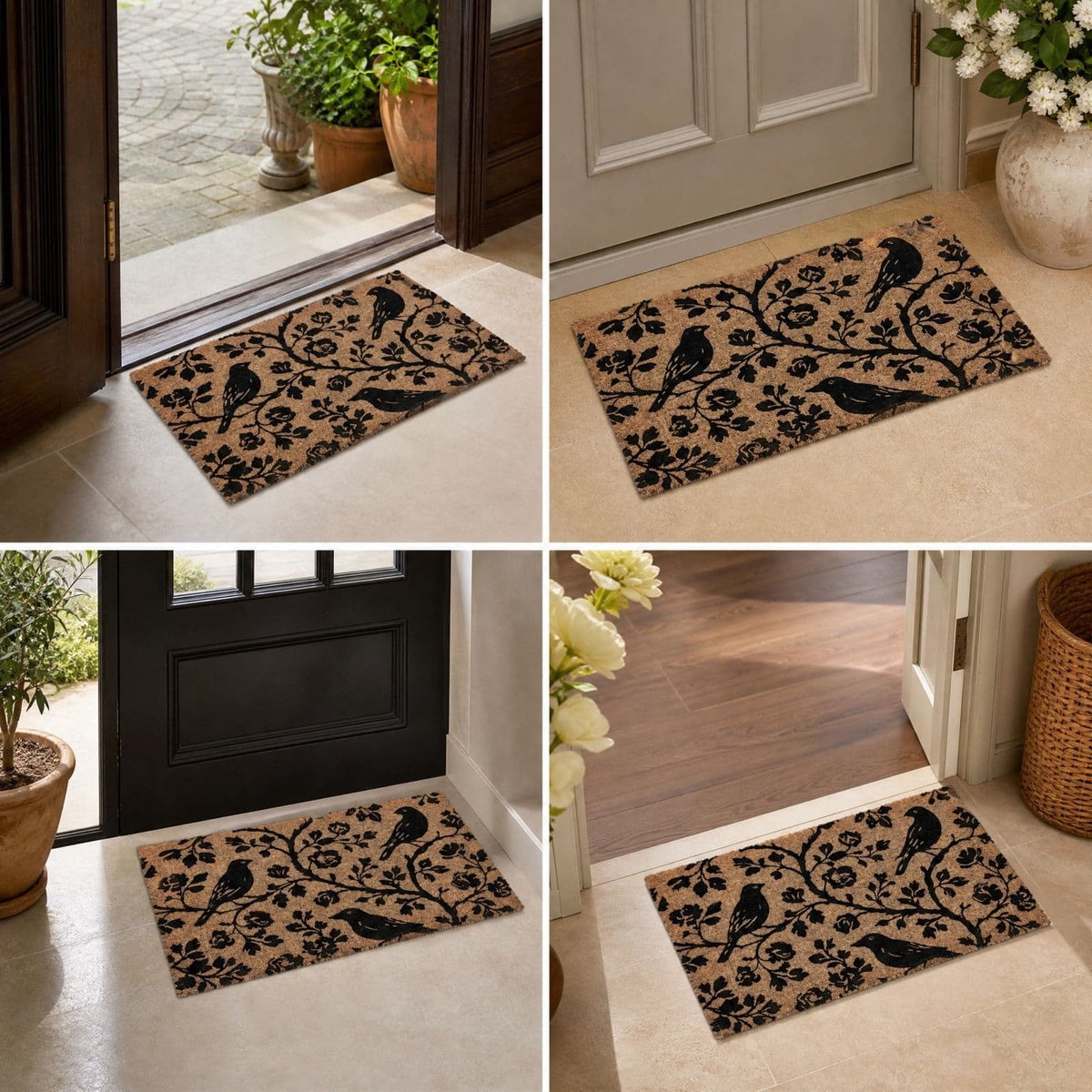 Patriotic Door Mat 4th of July Bow Flag Floor Doormats Independence Day Star Welcome Non Slip Mats for Front Porch Decor 16*24in Black