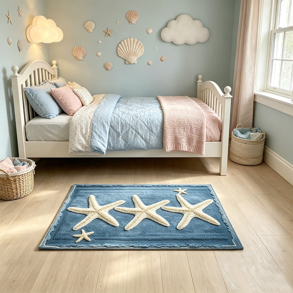 Door Mat Clearance- 16x24in Starfish Seashell Bath Mat Ocean Sea Theme Non-Slip Washable Beach Door Mat for Kitchen Bedroom Laundry Entryway Decor