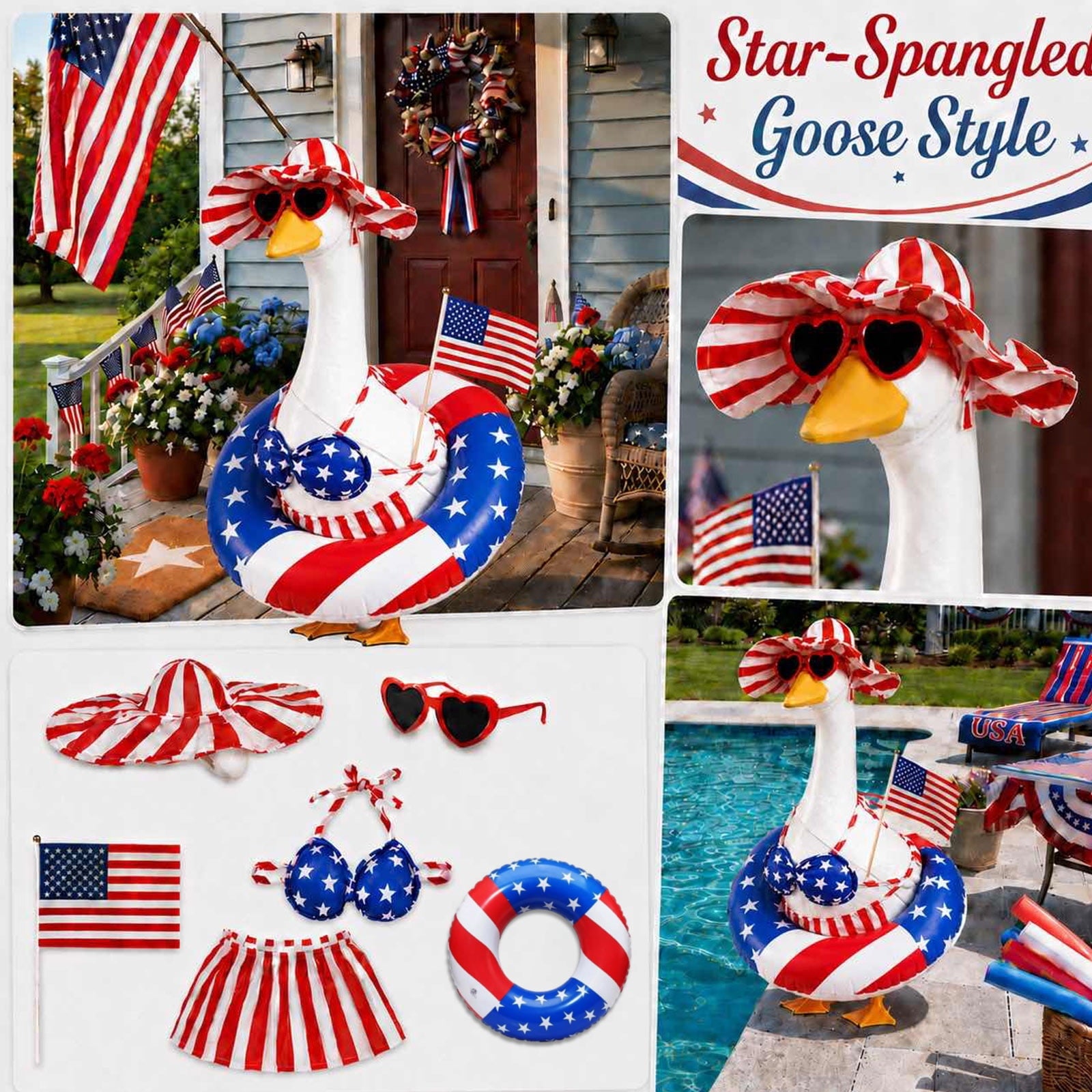 Outdoor Holiday Yard Decor, 23 Inch Porch Goose Outfits, Halloween Pumpkin Themed Porch Goose Clothes, Porch Goose Set with Hat and Treat Bag, Fits Standard 23 Inch Large Porch