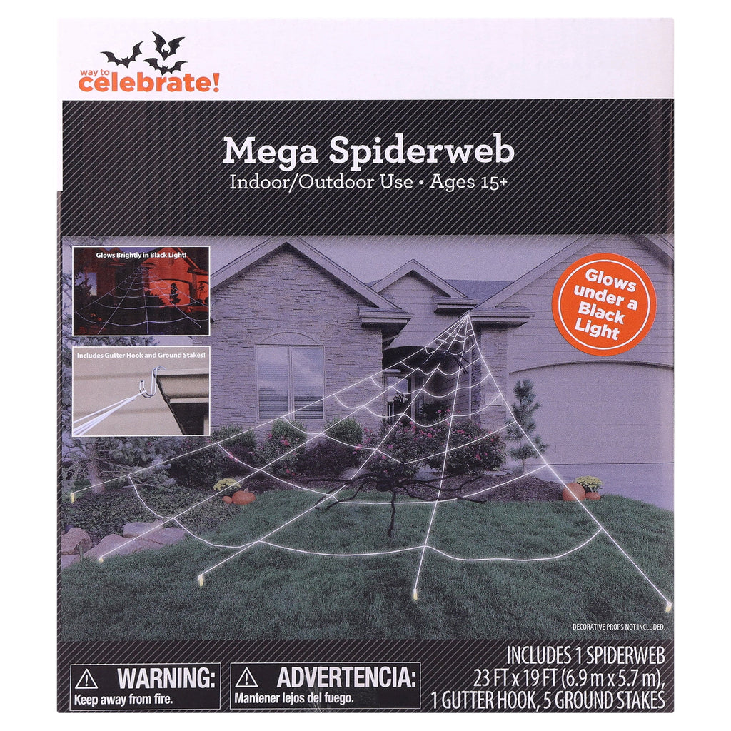 Mega Spiderweb Decoration, White, 23' x 19', Halloween by Way To Celebrate