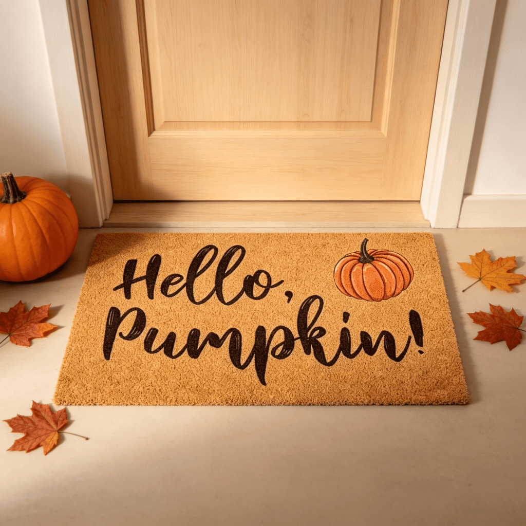 Halloween Pumpkin Welcome Door Mat, Funny Durable Non Slip Decorative Rugs for Bathroom Bedroom Kitchen Front Door