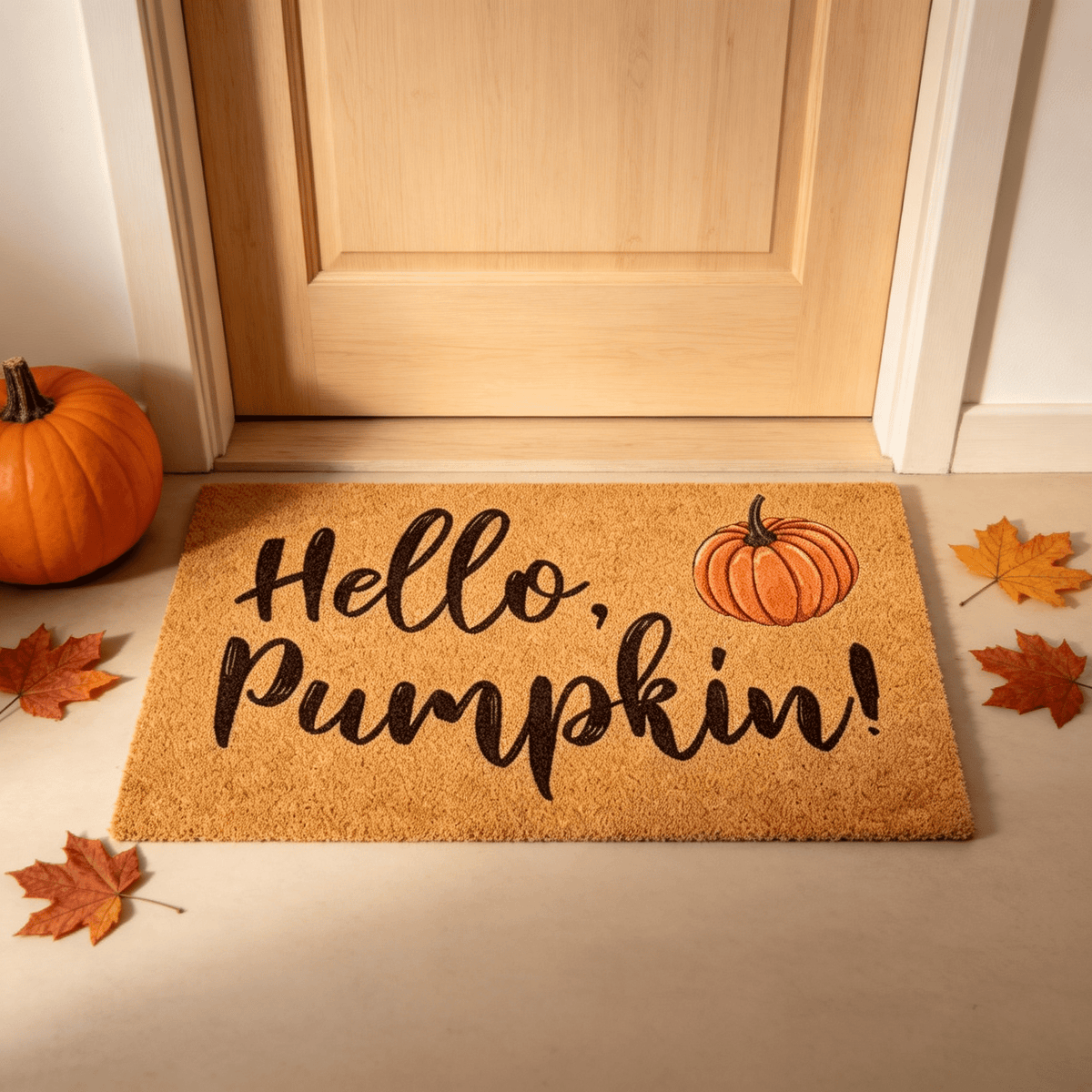 Halloween Pumpkin Welcome Door Mat, Funny Durable Non Slip Decorative Rugs for Bathroom Bedroom Kitchen Front Door