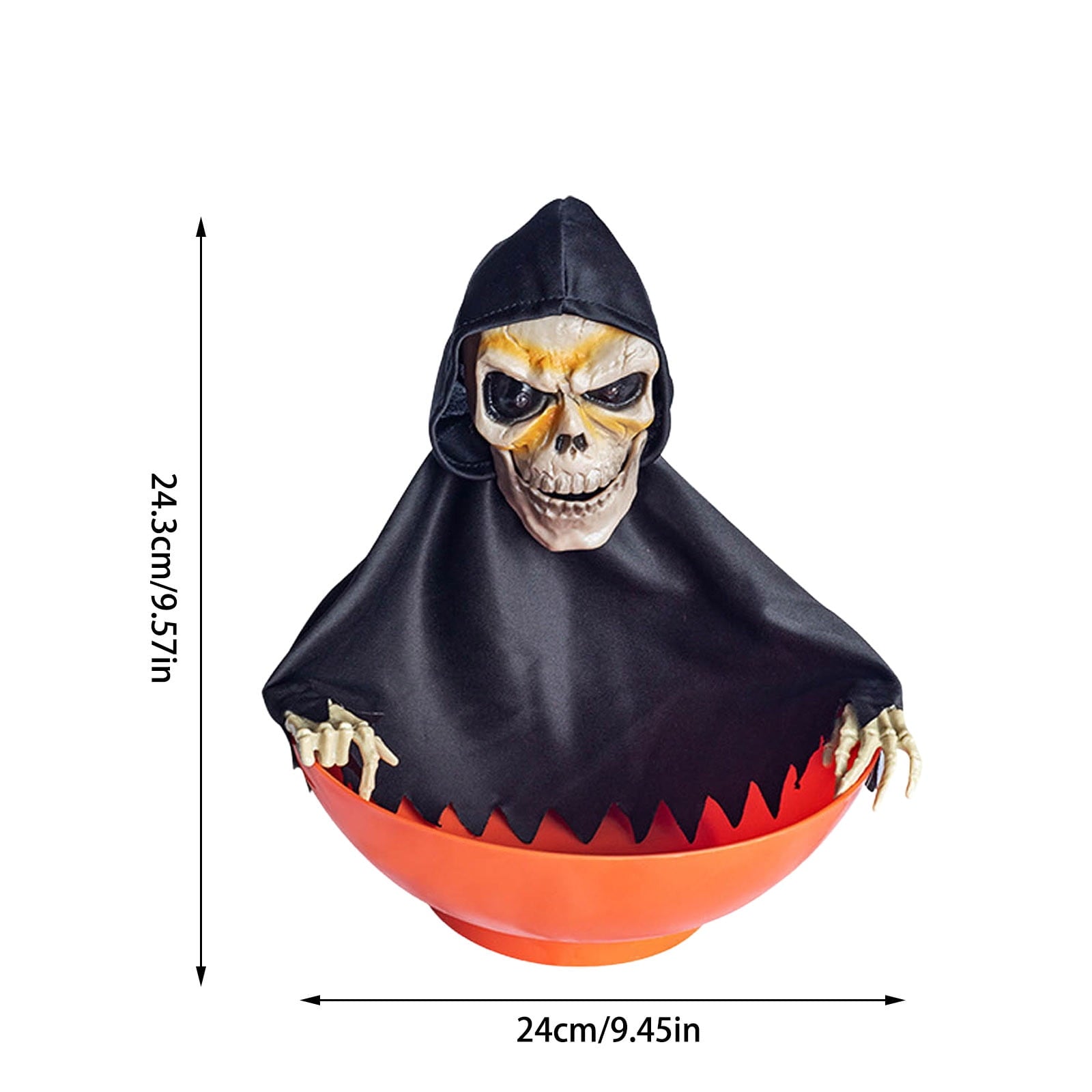 Animated Halloween Candy Bowl - Motion-Activated Skull with LED Eyes & Sound - Screaming Trick or Treat Candy Dish for Prank Decor