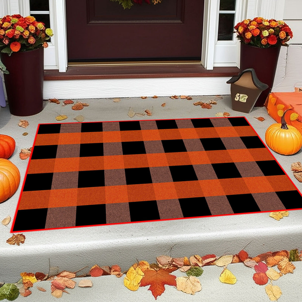Clearance Hotyverty Halloween Front Door Mat Anti-Slip Super Absorbent Waterproof Stain Resistant Leaf 19x4x4in Indoor Front Entryway Porch Floor Decor, Halloween Gift for Family Holiday Lovers