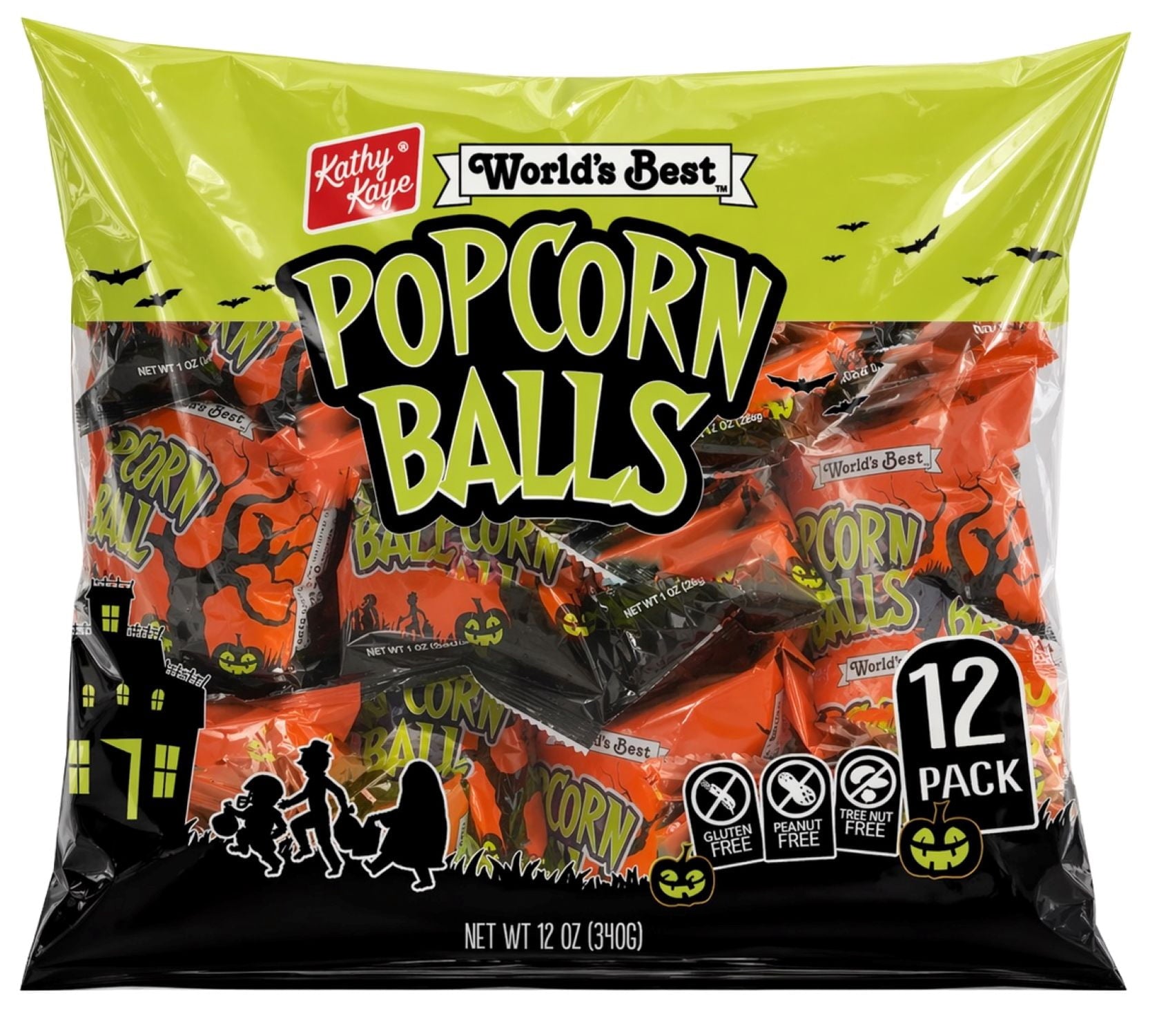 Kathy Kaye's Halloween Sweet & Salty Popcorn Balls, 12 Count. Gluten Free, Peanut and Tree-Nut Free