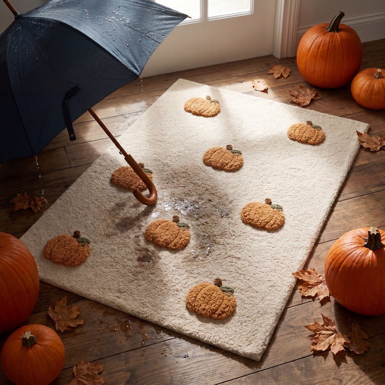 OutmaxHome Halloween Theme Cute Ghost Print Doormat, 15.8x23.6 Inch Non-Slip Absorbent Mat, Easy to Clean, for Front Door, Porch, Farmhouse
