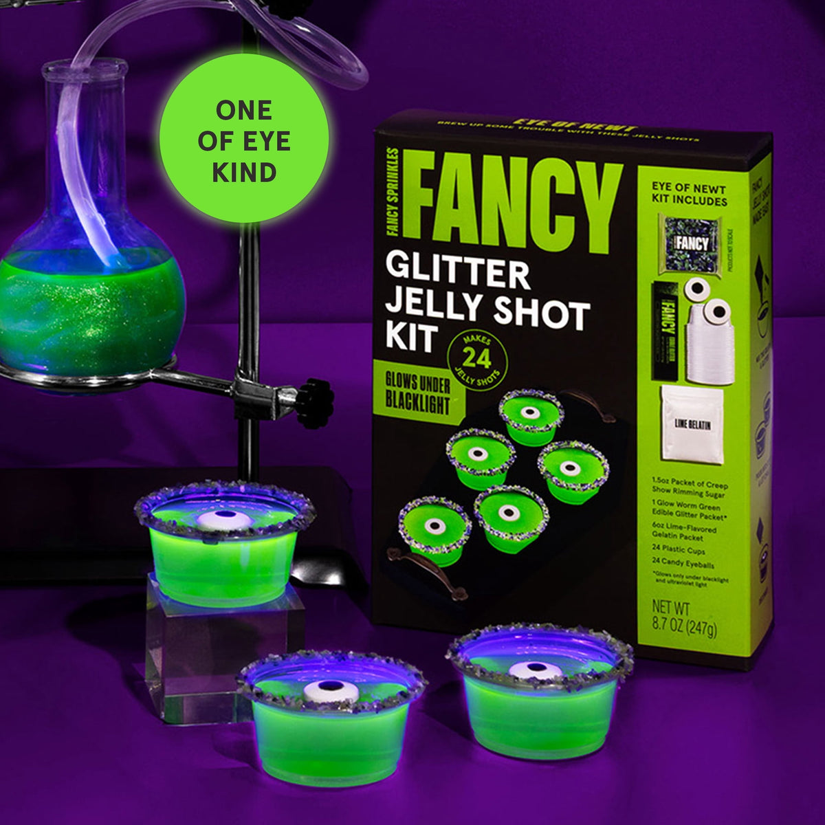 Fancy Sprinkles Eye of Newt Glitter and Glow Jelly Shot Kit, 8.7 oz