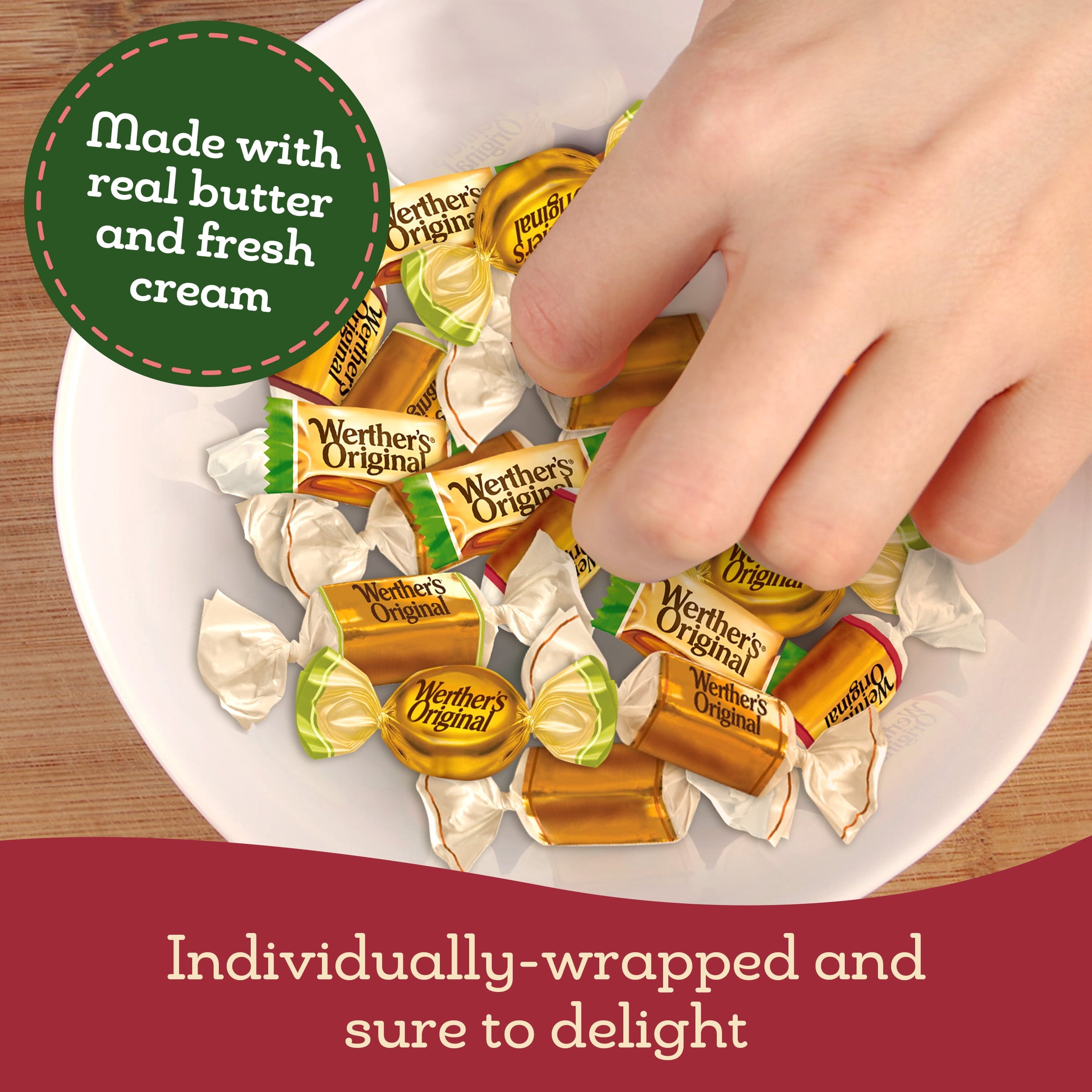 Werther's Original Individually Wrapped Caramel Apple Hard Candy, 8.57 oz Bag