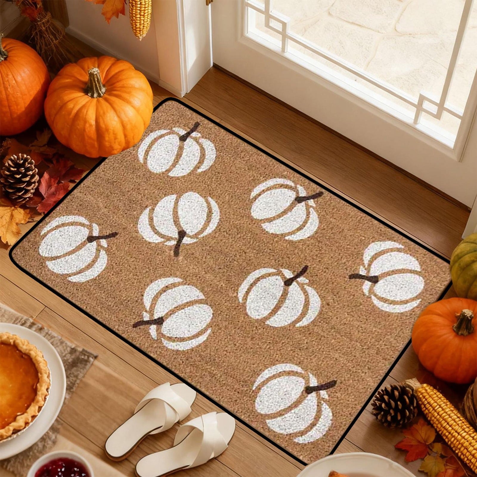 Autumn Door Mat for Entryway, 16x24 Inch, Fall-Themed Floor Doormat for Home Decor, Non-Slip Rug Mat for Living Room, Kitchen, Bedroom, Gifts for Fall Lovers (E)