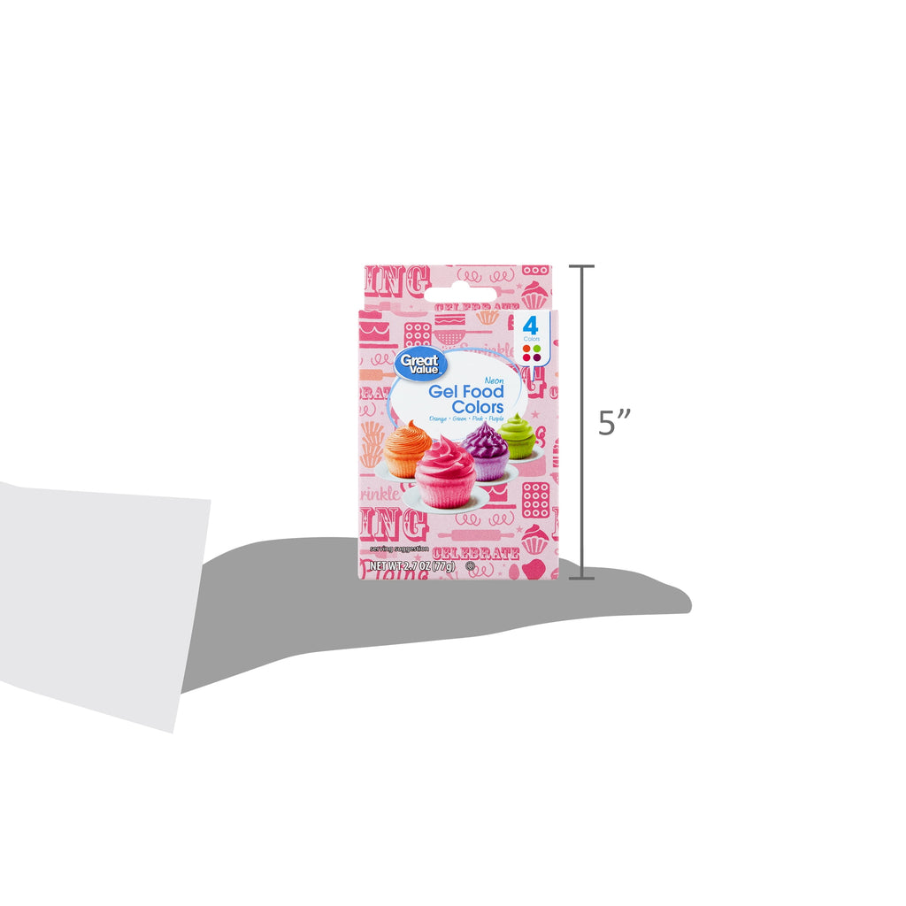 Great Value Gel Food Colors, Neon Multicolor, 2.7 oz