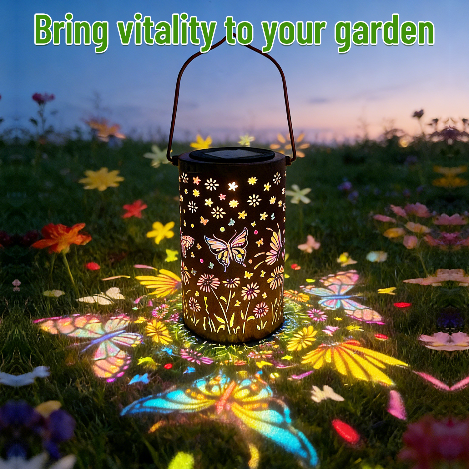 Colorful Solar Lanterns IP65 Outdoor Waterproof, Mother's Day Gifts for Women Mom Grandma - LED Colorful Sunflower Solar Lights Metal Hanging Lantern for Patio Yard Porch