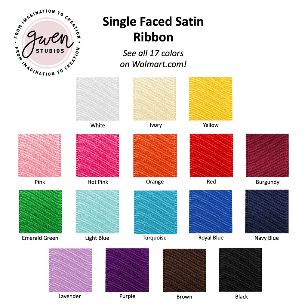 White Single Faced Satin Ribbon, 7/8" x 100 Yards by Gwen Studios