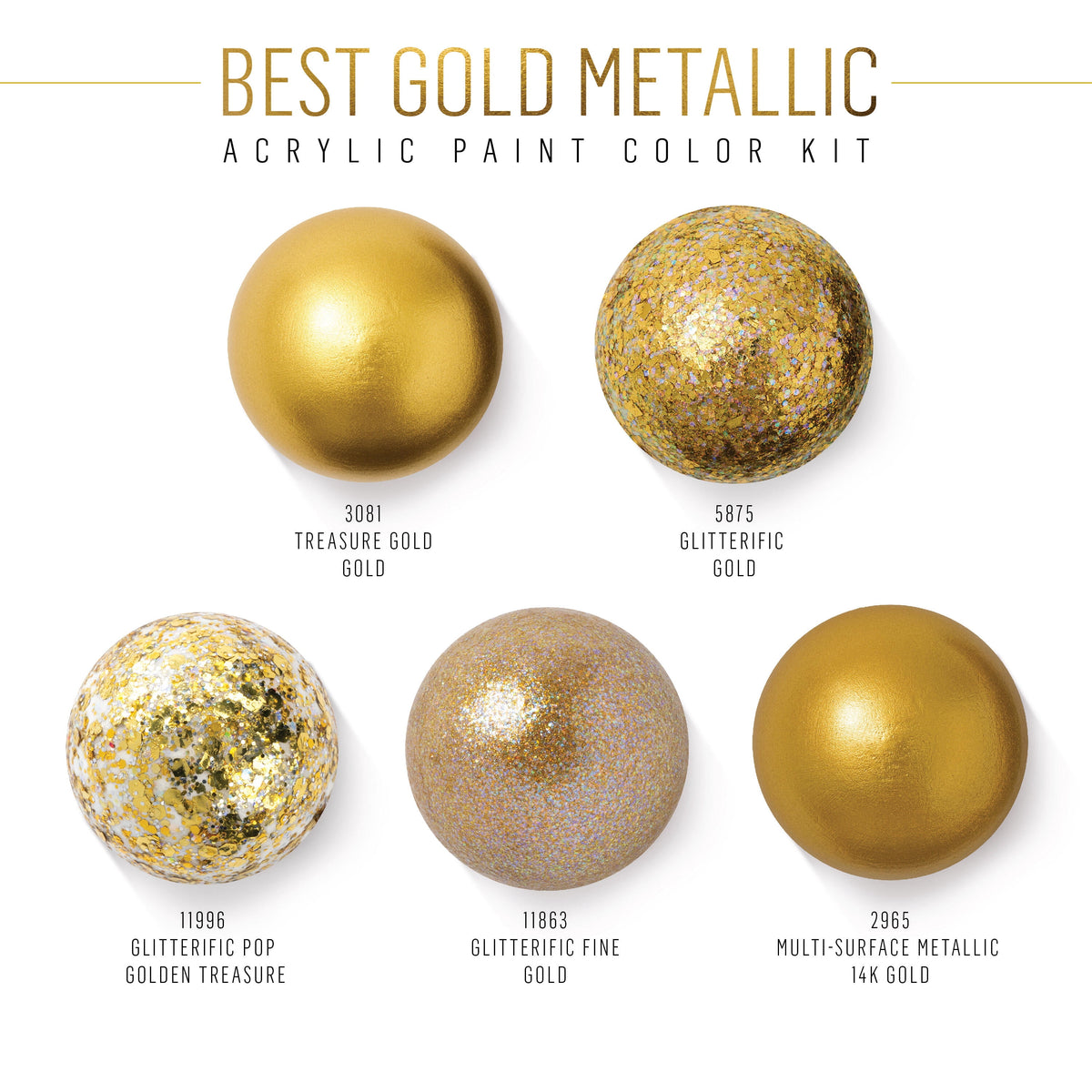 FolkArt Best of Golds Acrylic Craft Paint Set Featuring 5 Premium Gold Paint Formulas
