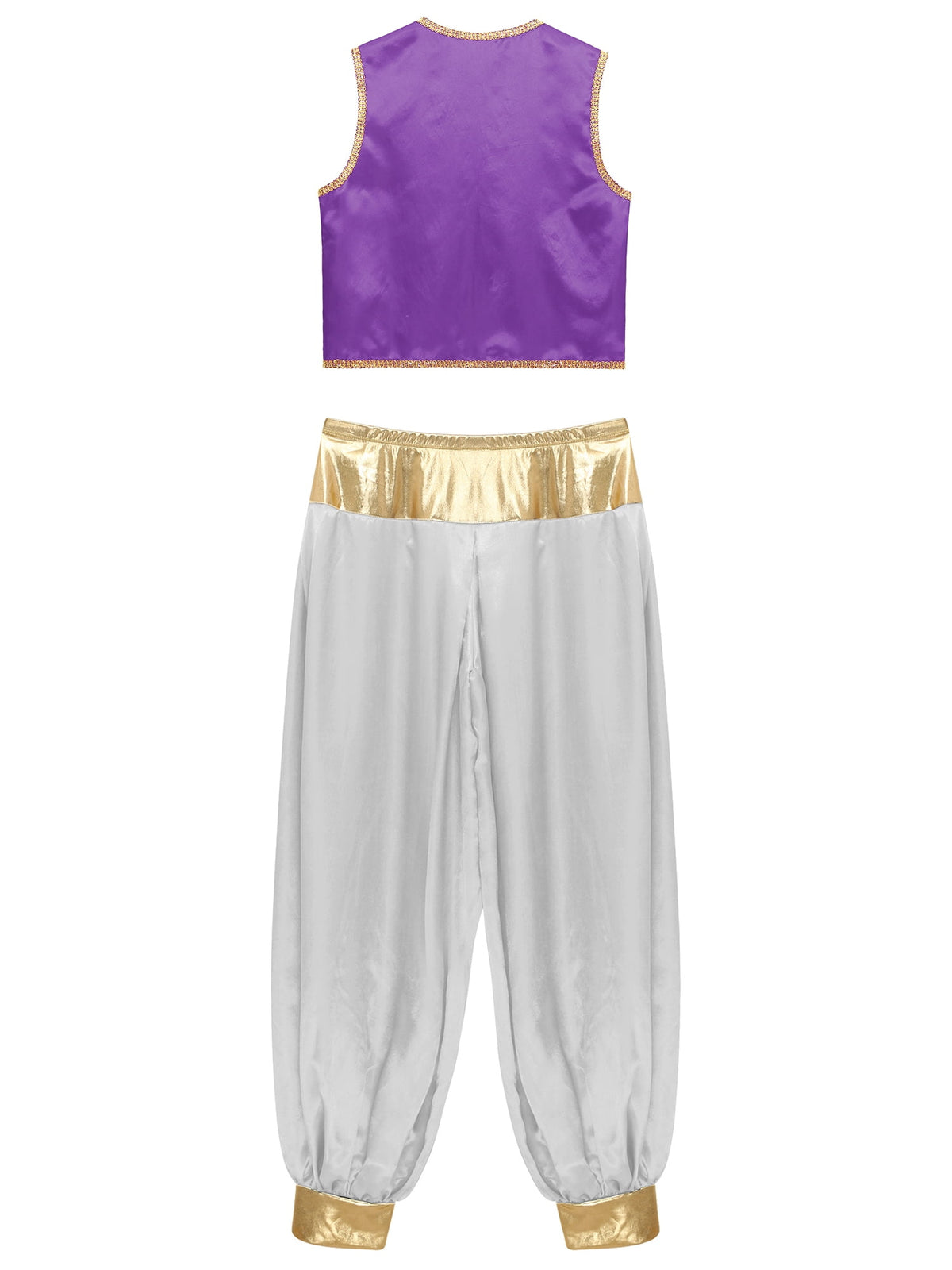 iiniim Mens Arabian Prince Costume Open Front Vest with Pants Halloween Show Fancy Dress up Outfit Royal Blue&Royal Blue S