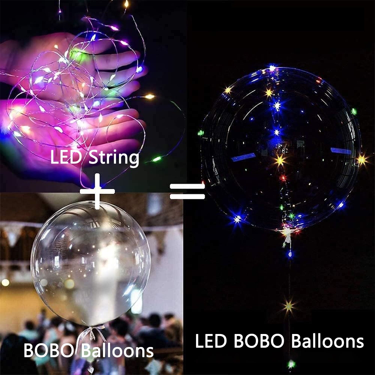 LED Balloons 10 Pack, 20 inch Glow Bubble Balloons with String Lights Included Batteries for Halloween Christmas Party Decoration