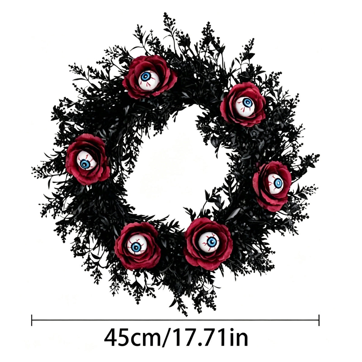 Gcvizuso Halloween Wreath with LED Light String, Purple Rose Black Crow Oval Spooky Twig Wreath for Front Door Window Fireplace Decor