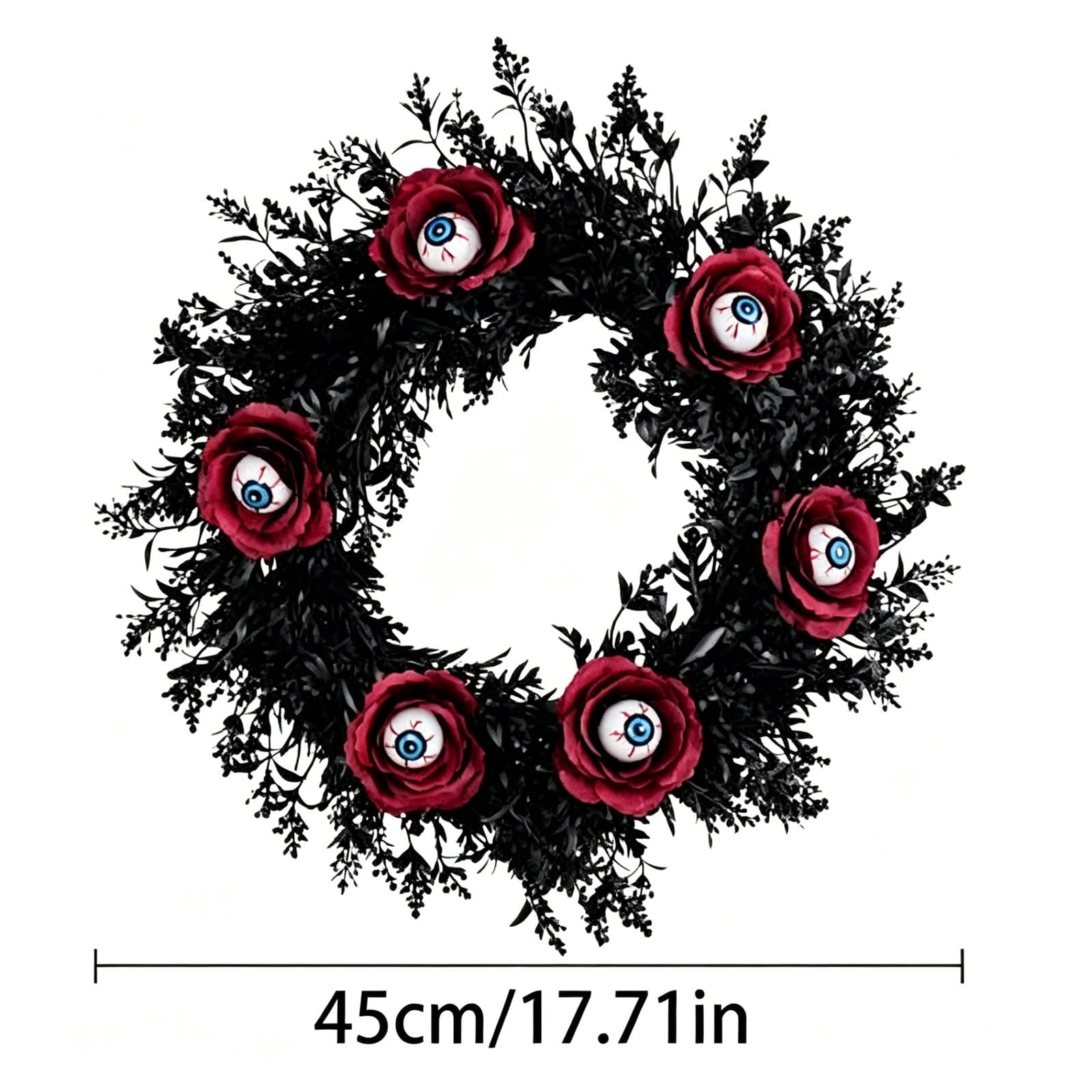 Gcvizuso Halloween Crescent Floral Wreath, Orange Red Rose Hydrangea Fall Front Door Decor for Autumn Harvest Celebration