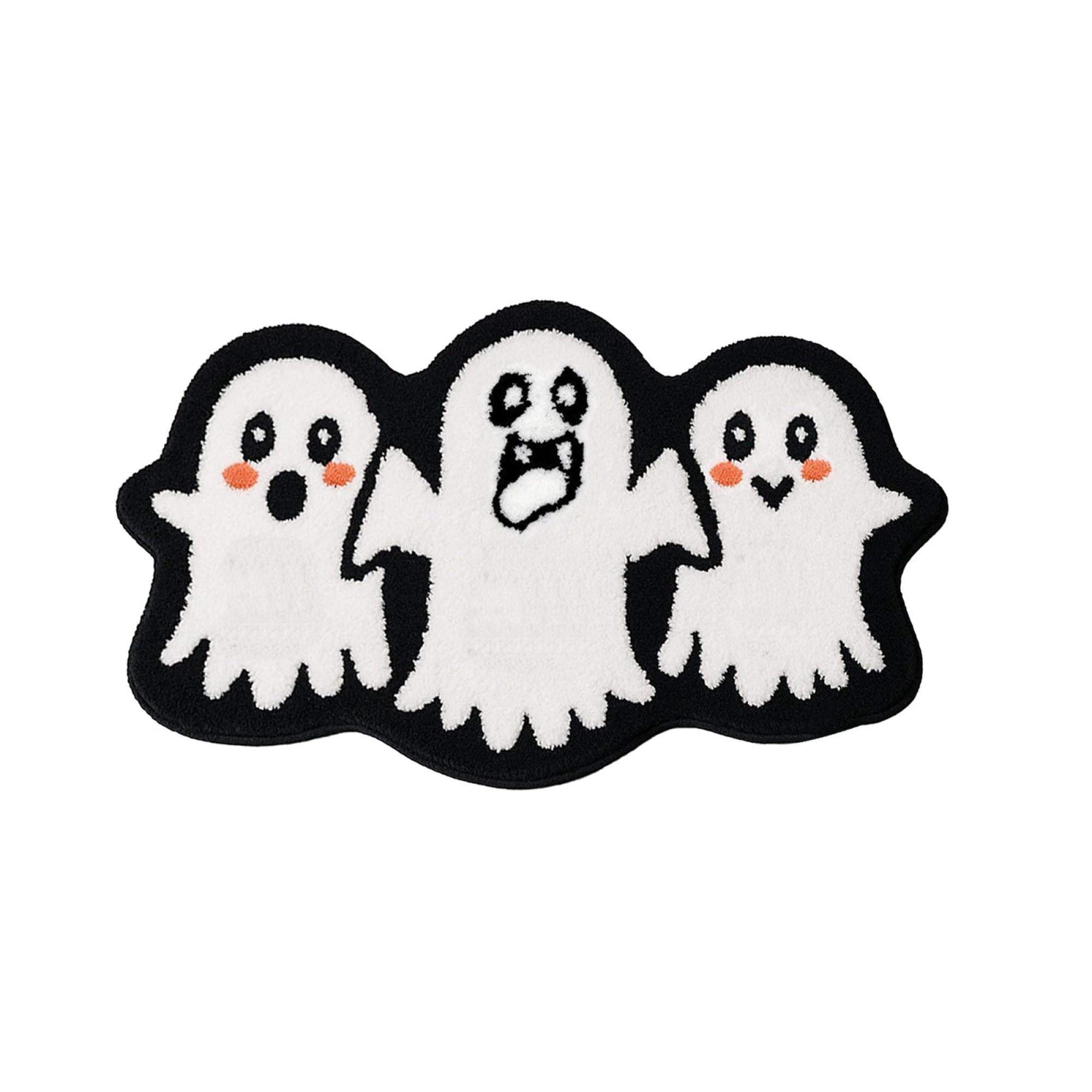 Halloween Wreath Shaped Rugs, Soft Indoor Mat for Entryway, Kitchen, Halloween Party, Pumpkin Witch Spooky Home Decor, 23.62x15.75 Inches