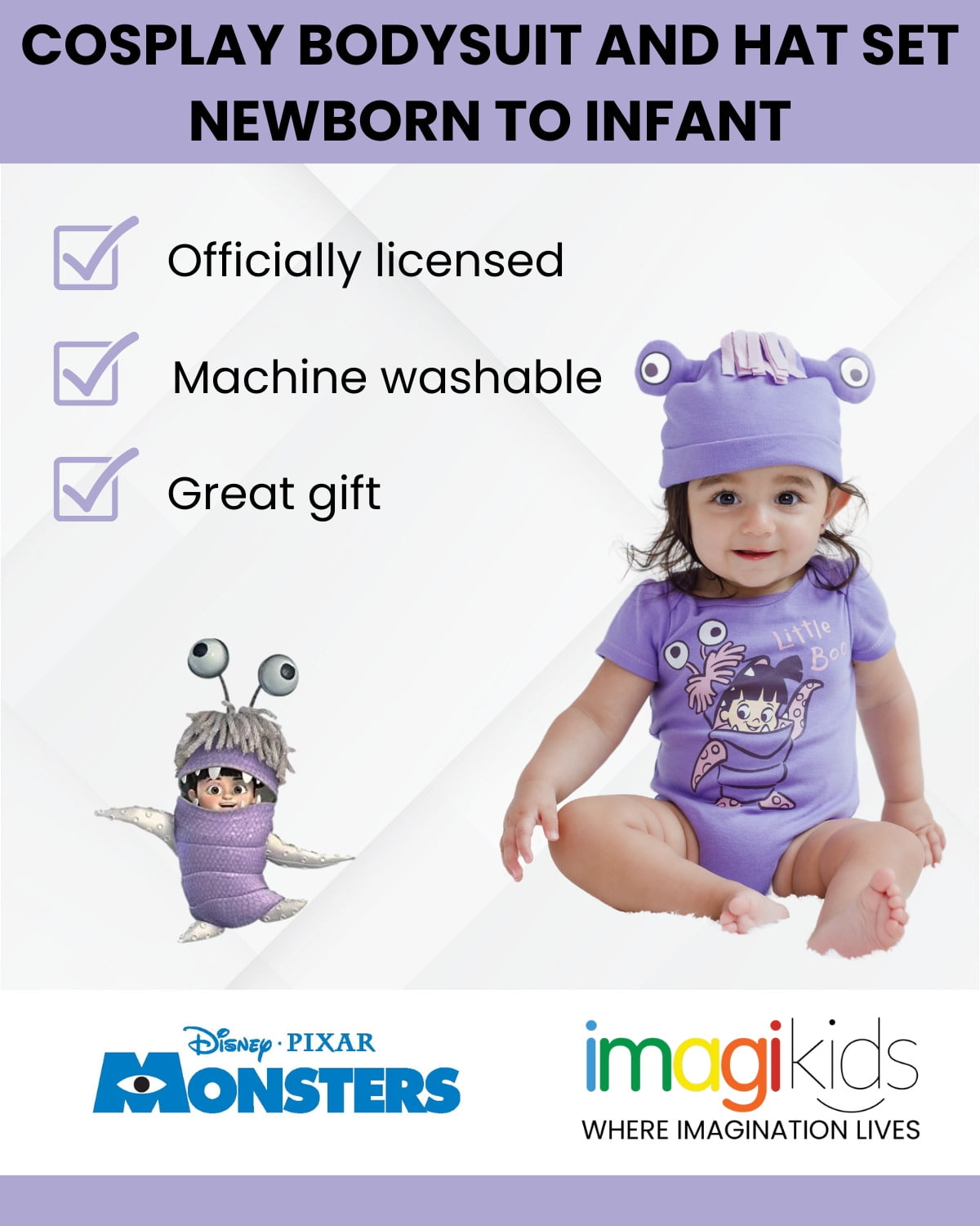 Disney Winnie the Pooh Baby Boy or Girl 2-Piece Cosplay Bodysuit and Hat Set Light Blue Eeyore