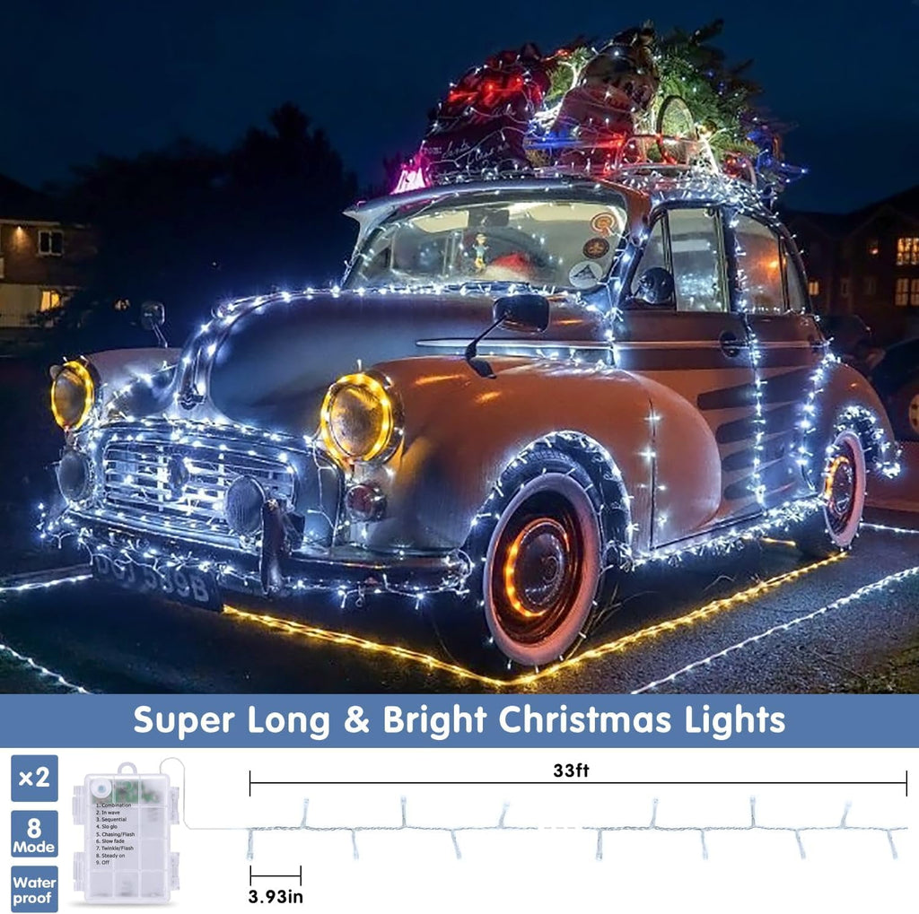 33ft 100 LED Pink Battery Lights for Bedroom, Pink Christmas String Lights with 8 Modes Remote Indoor Outdoor, Fairy Twinkle Lights for Room Party Tree Valentine