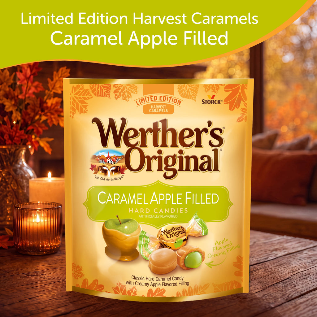 Werther's Original Limited Edition Fall Harvest Caramel Apple Filled Hard Candies, 9.4 oz Bag