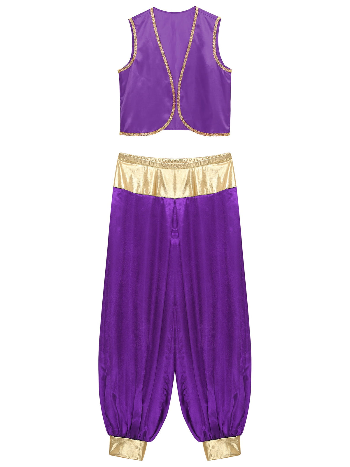 iiniim Mens Arabian Prince Costume Open Front Vest with Pants Halloween Show Fancy Dress up Outfit Royal Blue&Royal Blue S