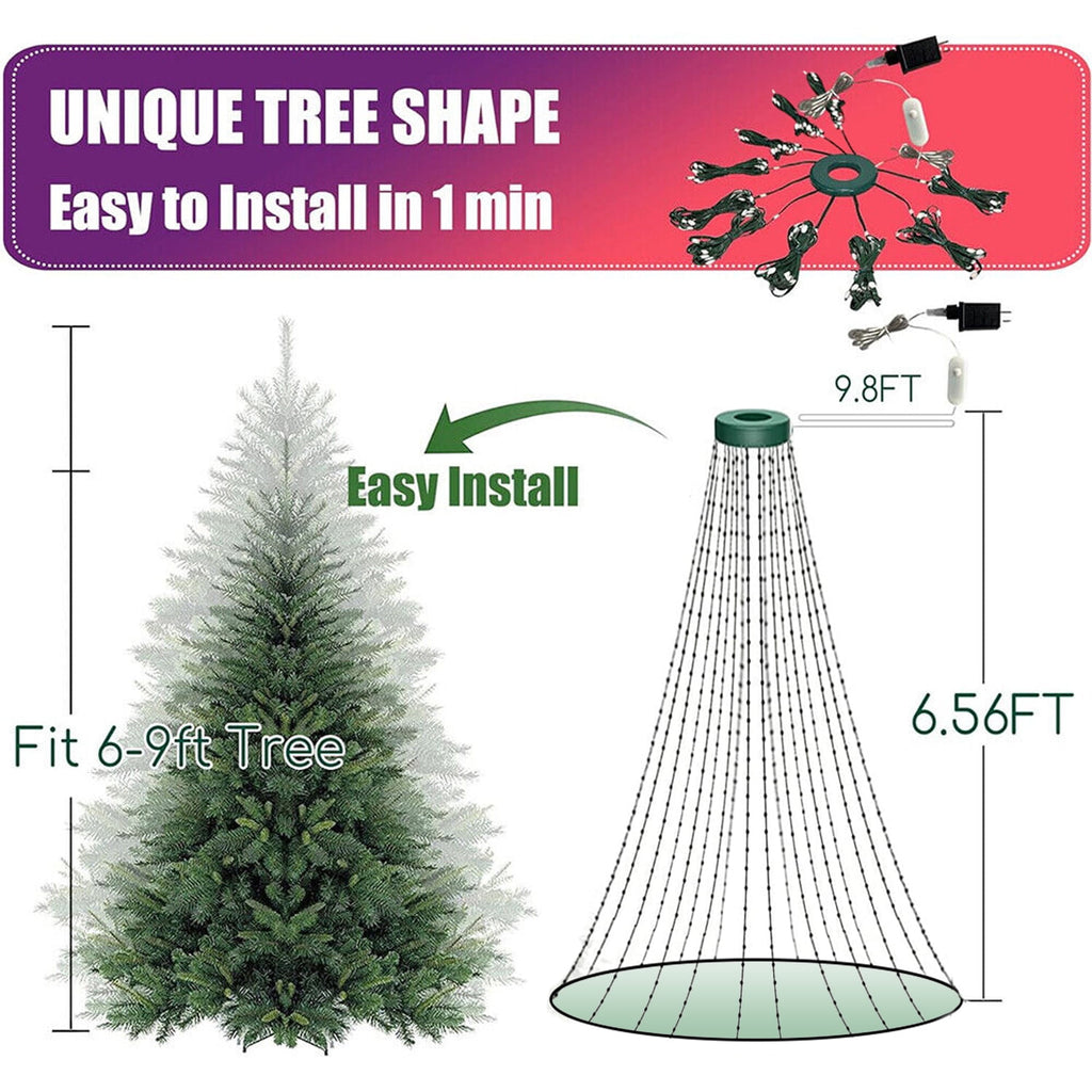 ASTRAEA 6.5FT Smart Christmas Tree Lights, 200LED RGB Color Changing String Lights Waterproof for Xmas Tree Decorations Indoor Outdoor, Multicolor