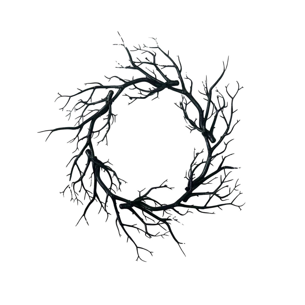 WWC Halloween Wreath, 18 inch Black Bats and Bare Branch Wreath, Gothic Halloween Decor Twig Wreath for Halloween Party Front Door Porch and Fireplace