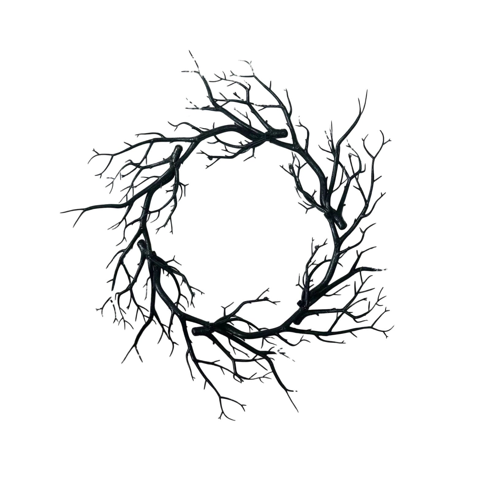 WWC Halloween Wreath, 18 inch Black Bats and Bare Branch Wreath, Gothic Halloween Decor Twig Wreath for Halloween Party Front Door Porch and Fireplace