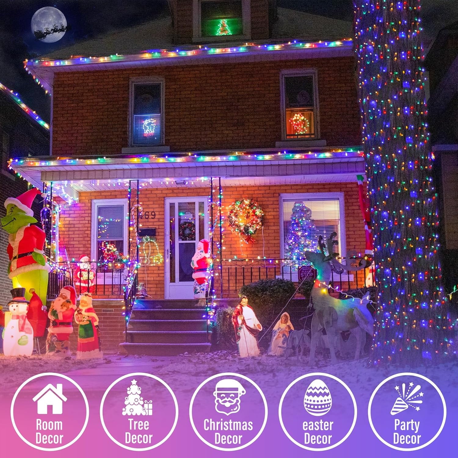 JMEXSUSS 33ft 100 LED White Christmas Lights, 8 Modes Connectable Clear Wire Twinkle Fairy String Lights Indoor, Plug-in Christmas String Lights Outdoor Waterproof for Christmas Wedding Party Tree